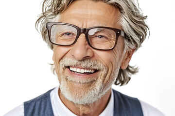 Sticker - Happy Senior Man With Glasses Smiling