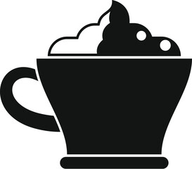 Poster - Black silhouette of a big cup of cappuccino with whipped cream on top