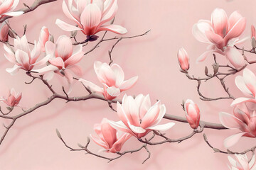 Sticker - Pink Magnolia Blossoms.