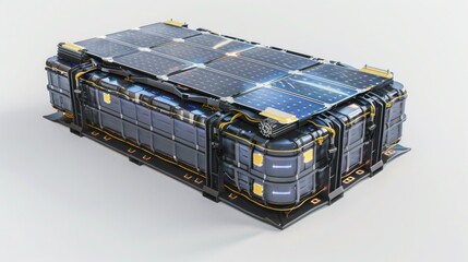 Wall Mural - Illustration of an electric car battery with solar panels