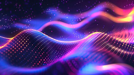 Poster - Vibrant abstract waves of light and color create a mesmerizing visual experience, perfect for design and art projects.