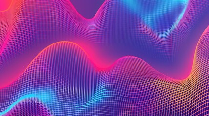Poster - Vibrant abstract wave pattern in shades of pink and blue, perfect for modern design and digital art projects.