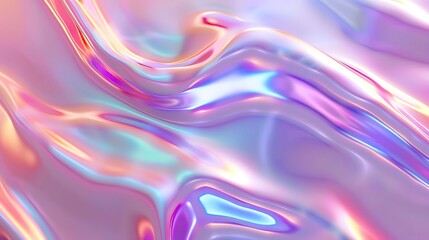 Poster - A vibrant, flowing abstract background featuring iridescent waves of pastel colors, perfect for creative projects and design.