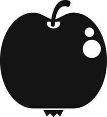 Poster - Black silhouette icon of a simple apple with a stalk and two leaves