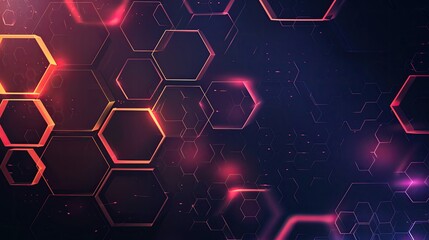 Poster - Abstract hexagonal background with glowing edges, perfect for technology, science, and digital themes.