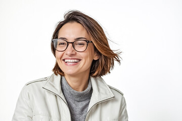 Wall Mural - Portrait of a woman with glasses smiling