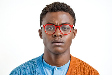 Wall Mural - Serious Young Man in Red Glasses