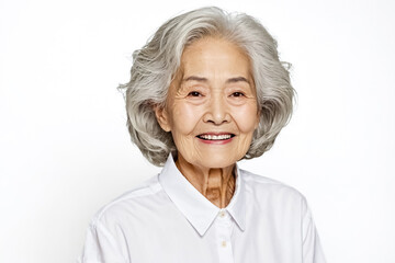 Canvas Print - Portrait of a Smiling Senior Woman with White Hair