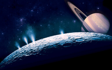 Wall Mural - enceladus is the sixth-largest moon of saturn and the 19th-largest in the solar system. it is mostly