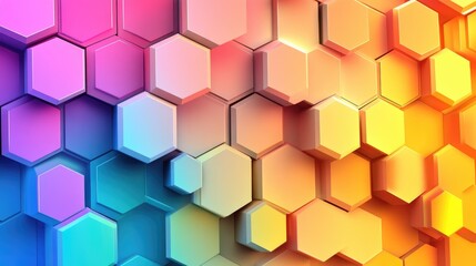 Poster - abstract 3d background with colorful hexagons and soft gradients, modern and vibrant design