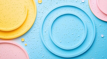 Poster - Abstract flat lay of high-detail minimal geometric shapes in pastel hues presenting a refined and elegant design Stock Photo with copy space