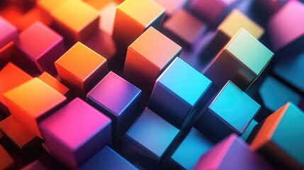 Poster - Abstract 3D background with vibrant cubes and dynamic lighting, modern and energetic design