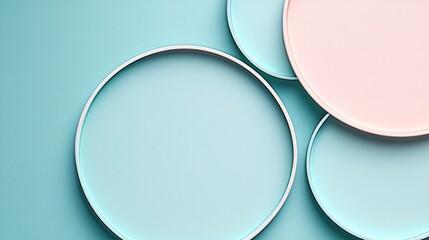Poster - Detailed flat lay of abstract geometric shapes in pastel tones offering a minimalistic design perfect for modern applications Stock Photo with copy space