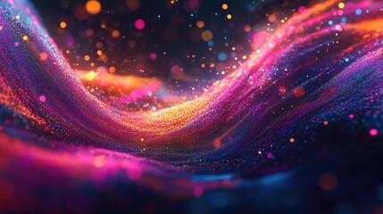 Poster - artistic 3d background with colorful particle trails and motion effects, dynamic visual art