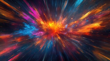Poster - artistic 3d background with colorful particle trails and motion effects, dynamic visual art