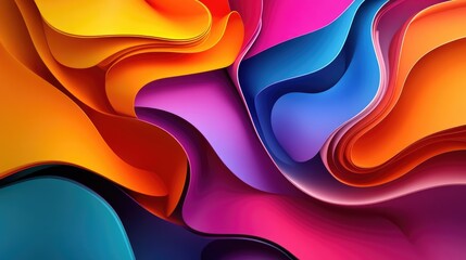 Poster - Colorful 3D abstract background with overlapping shapes and dynamic lighting, vibrant design
