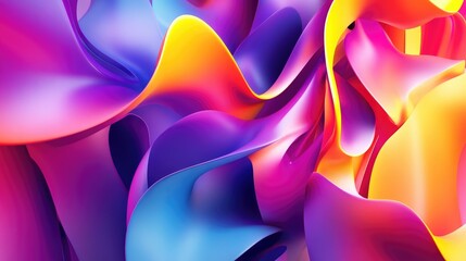 Poster - Colorful 3D abstract background with overlapping shapes and dynamic lighting, vibrant design