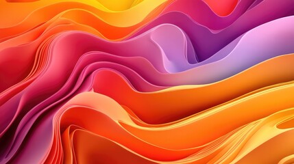 Poster - Colorful 3D background with fluid wave patterns and gradient hues, lively abstract art
