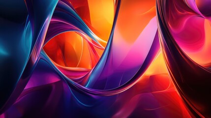 Poster - Colorful 3D background with abstract shapes and dynamic lighting, artistic and lively design