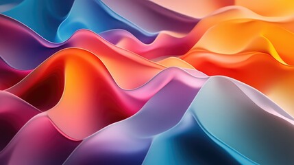 Poster - Colorful 3D background with layered waveforms and gradient colors, artistic abstract design