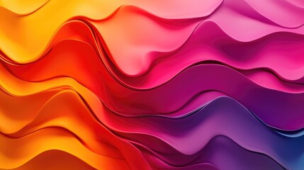 Poster - Colorful 3D background with fluid wave patterns and gradient hues, lively abstract art