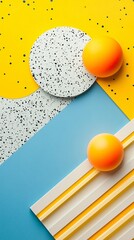 Poster - A high-detail flat lay of minimal geometric patterns in soft pastel colors showcasing abstract design elements in a harmonious composition Stock Photo with copy space