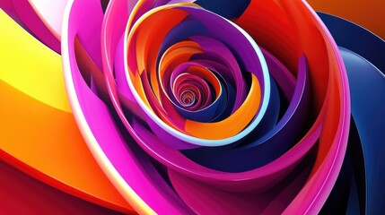 Poster - Dynamic 3D abstract background with spiraling shapes and vibrant hues, lively digital art