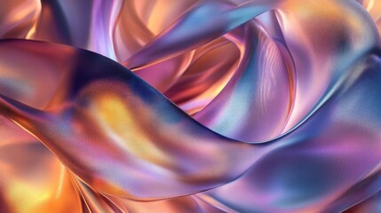 Poster - dynamic 3d background with swirling fabric ribbons and light effects, energetic textile art