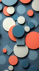 Poster - Abstract flat lay of high-detail minimal geometric shapes in pastel hues presenting a refined and elegant design Stock Photo with copy space