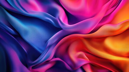 Poster - Dynamic 3D background with twisted fabric and colorful gradients, energetic textile art