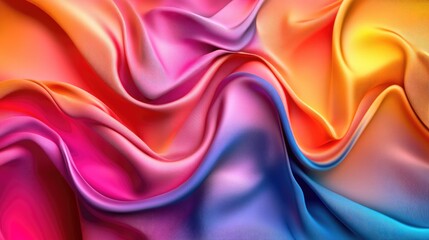 Poster - Dynamic 3D background with twisted fabric and colorful gradients, energetic textile art