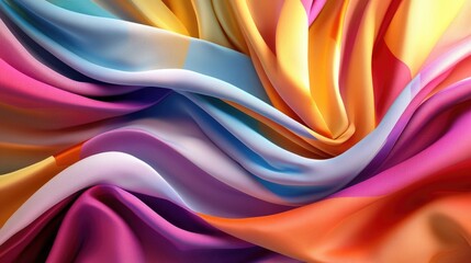 Poster - Dynamic 3D background with twisted fabric and colorful gradients, energetic textile art