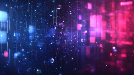 Poster - Dynamic 3D technology background with floating holographic screens and light effects, advanced design
