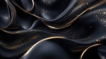 Poster - Elegant 3D abstract background with gold accents and dark backdrop, luxurious visual art