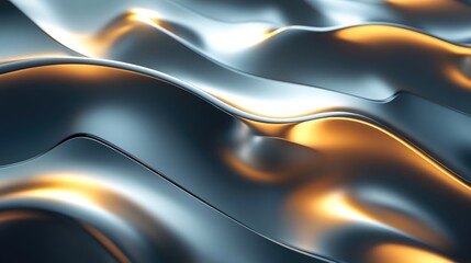 Poster - elegant 3d abstract background with metallic textures and light reflections, sophisticated design