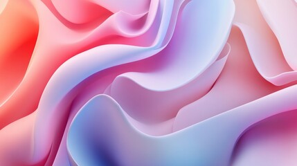 Poster - Elegant 3D abstract background with soft gradients and curved lines, minimalistic design