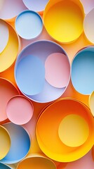 Poster - Detailed flat lay of abstract geometric shapes in pastel tones offering a minimalistic design perfect for modern applications Stock Photo with copy space