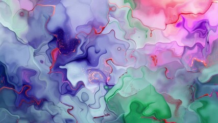 Poster - Video animation of abstract artistic bright pastel alcohol ink colourful background. Marble wavy liquid texture banner