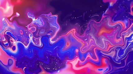 Poster - Video animation of abstract artistic ink colourful background. Wavy liquid texture banner