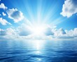 © Tasaneewalai - Sun Rays Through Clouds Over Ocean, Photography, Blue Sky, Water, Clouds, Horizon, Nature