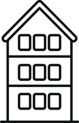 Poster - simple line art drawing of a residential building facade with multiple windows