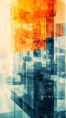 Poster - Abstract cityscape with clean geometric building shapes and soft pastel colors for a modern minimalistic urban scene Stock Photo with copy space