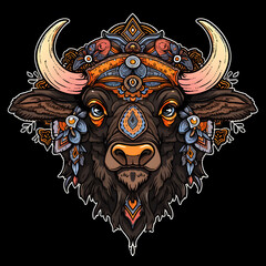 Bison art nouveau illustration