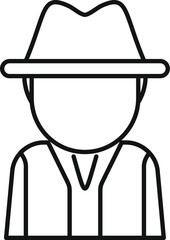 Poster - detective is wearing a hat and a jacket icon, outline style