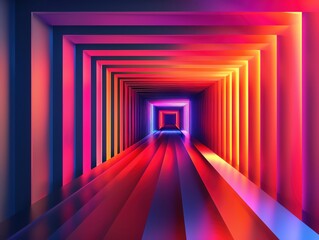 Poster - A vibrant tunnel showcasing radiant colors and dynamic lighting effects, creating a sense of movement and depth.