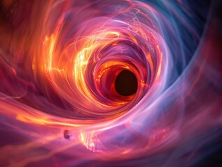 Poster - Abstract swirling vortex of vibrant colors, symbolizing energy and motion through space, with captivating light effects.