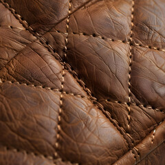 Poster - A brown leather quilted jacket with a brown leather interior