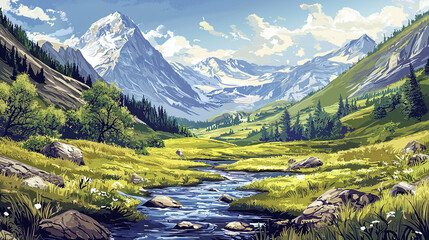 illustration of Altay landscapes