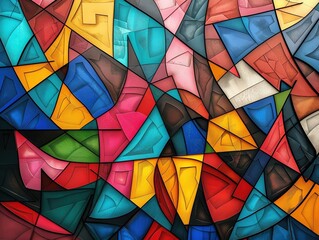 Poster - A vibrant abstract composition featuring colorful geometric shapes and bold lines, perfect for modern decor or artistic projects.