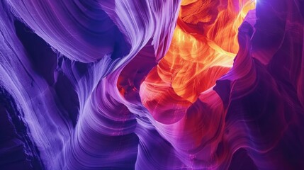 Poster - A purple and orange cave with a yellow line